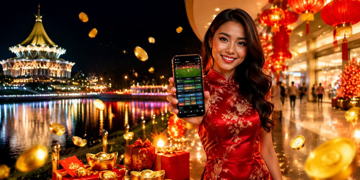 Pemain menggunakan aplikasi kasino mudah alih gdlotto di Kuching